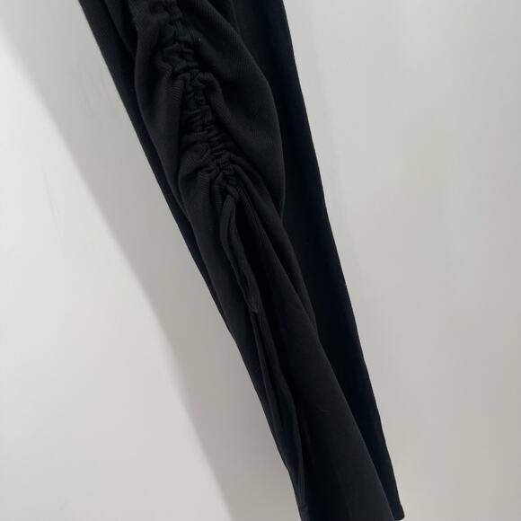 NEW MICHAEL STARS Marine Dress Size Small Black Ribbed Ruched Tie Maxi Bodycon - Picture 11 of 13